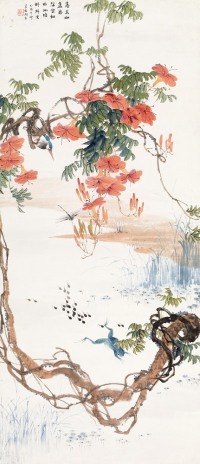 吴青霞 乙酉（1945年）作 高花如盏藤阴密 立轴