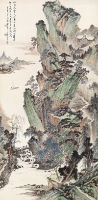 郑午昌 壬午（1942年）作 溪山春浓 立轴