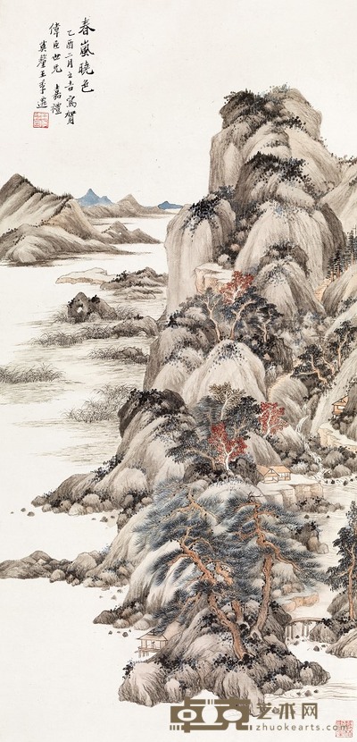 王季迁 乙酉(1945年)作 春岚晓色 立轴 75×36cm