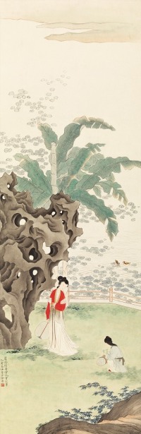 徐邦达 乙亥（1935年）作 蕉阴销暑 立轴
