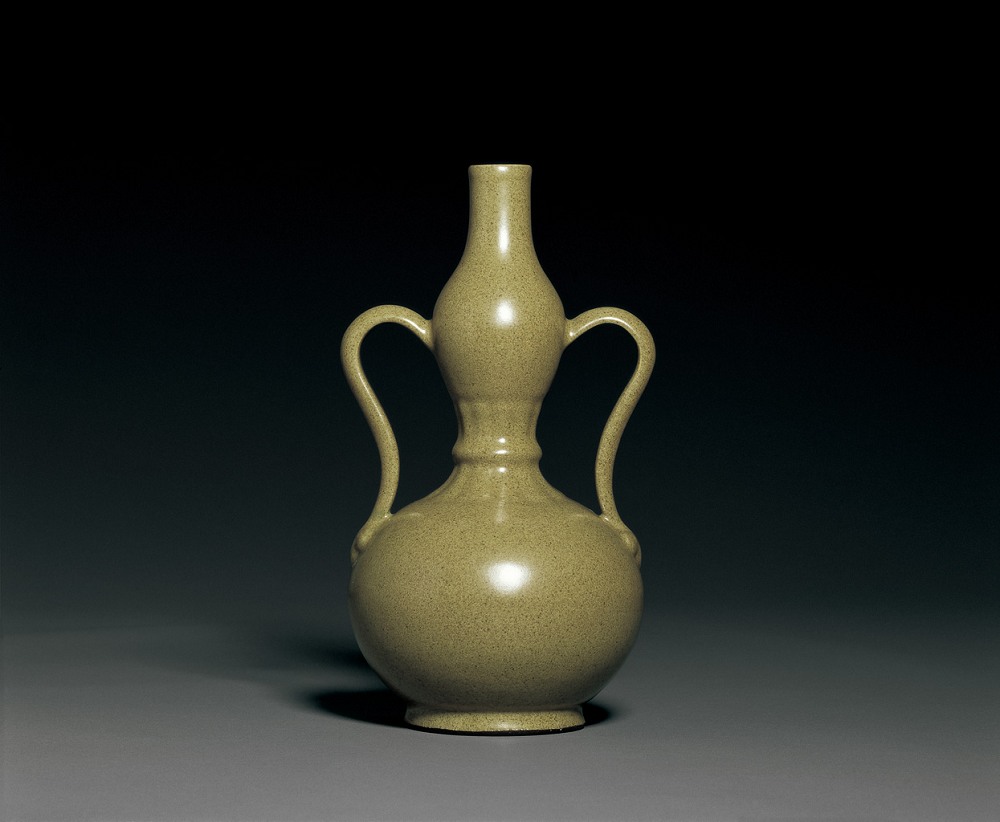 特価定番中國 清時代 黄釉紋葫蘆形花瓶 清