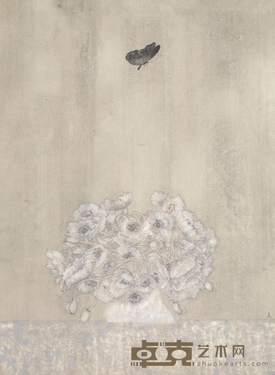 高茜 罂粟与蝶·II 镜心 47.8×65.5cm