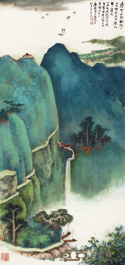 糜耕云 乙丑(1985年)作 庐山图 立轴 95.6×45.2cm