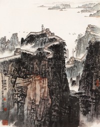 钱松嵒 古塞新湖 立轴