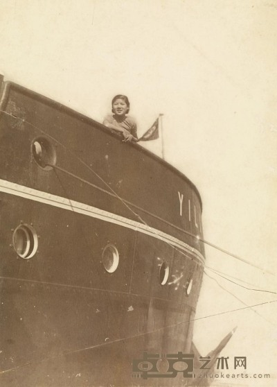 刘旭沧 约1940年代作 人与船 26×18.5cm