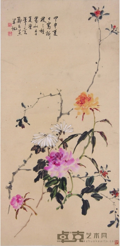 《花卉》立轴 107×52cm