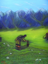 《西藏风情》油画