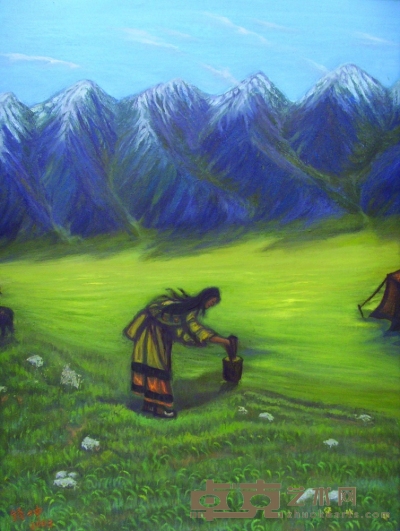 《西藏风情》油画 62×47cm