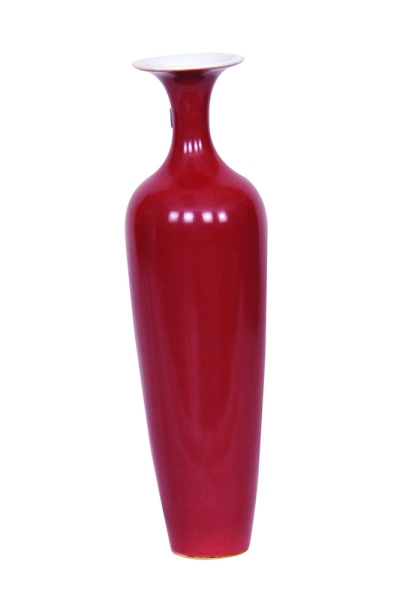 豇豆红釉柳叶瓶