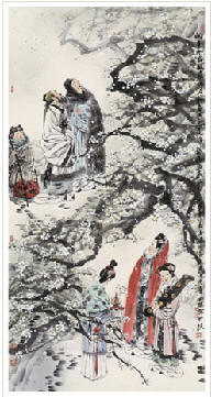冯远 戊子（2008年）作 赏梅图 镜心136×68cm