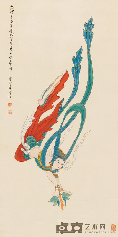 潘絜兹 敦煌飞天 立轴 134×65.5cm