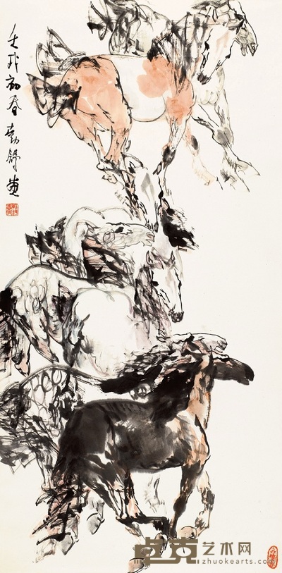 刘勃舒 1982年作 奔马 立轴 137×67.5cm