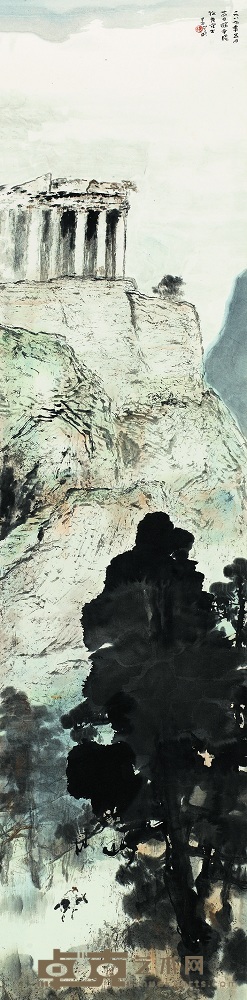 杨善深 1989年作 雅典神庙 镜心 138×34cm