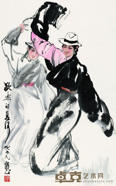 杨之光 欢乐的夏河 立轴 97×61cm