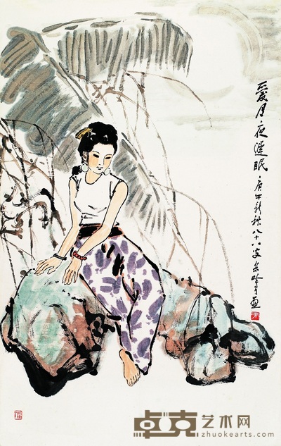 宋吟可 1990年作 爱月夜迟眠 镜心 108.5×68cm