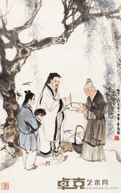 刘旦宅 1978年作 右军书扇图 立轴 95×59.5cm