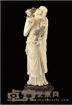 AN IVORY CARVING OF AN IMMORTAL, 19TH CENTURY 39.3cm