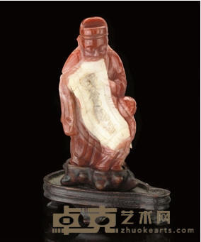 A CARNELIAN CARVING OF A SCHOLAR AND ASSISTANT, 19TH CENTURY 8cm