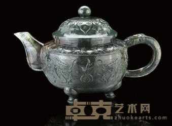 A MOSS-AGATE TEAPOT AND COVER 22cm