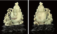 A PALE CELADON JADE VASE AND COVER, 19TH CENTURY