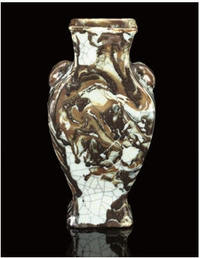AN UNUSUAL CRACKLE AND SPLASHED-GLAZED VASE, 19TH CENTURY