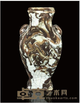 AN UNUSUAL CRACKLE AND SPLASHED-GLAZED VASE, 19TH CENTURY 29.5 cm