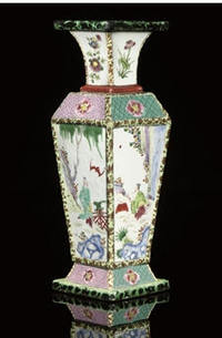A FAMILLE ROSE SQUARE SECTIONED VASE, YONGZHENG (1723-1735)