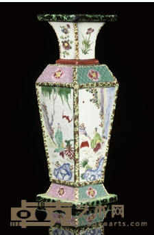 A FAMILLE ROSE SQUARE SECTIONED VASE, YONGZHENG (1723-1735) 29.8cm