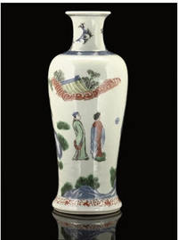 A wucai baluster vase, Transitional