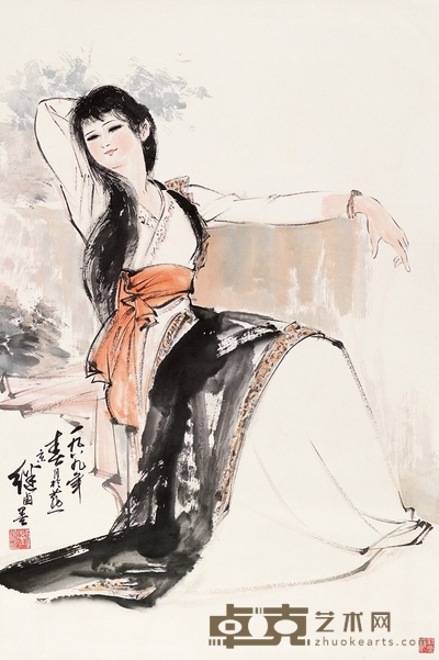 刘继卣 1989年作 春睡图 立轴 86×57cm
