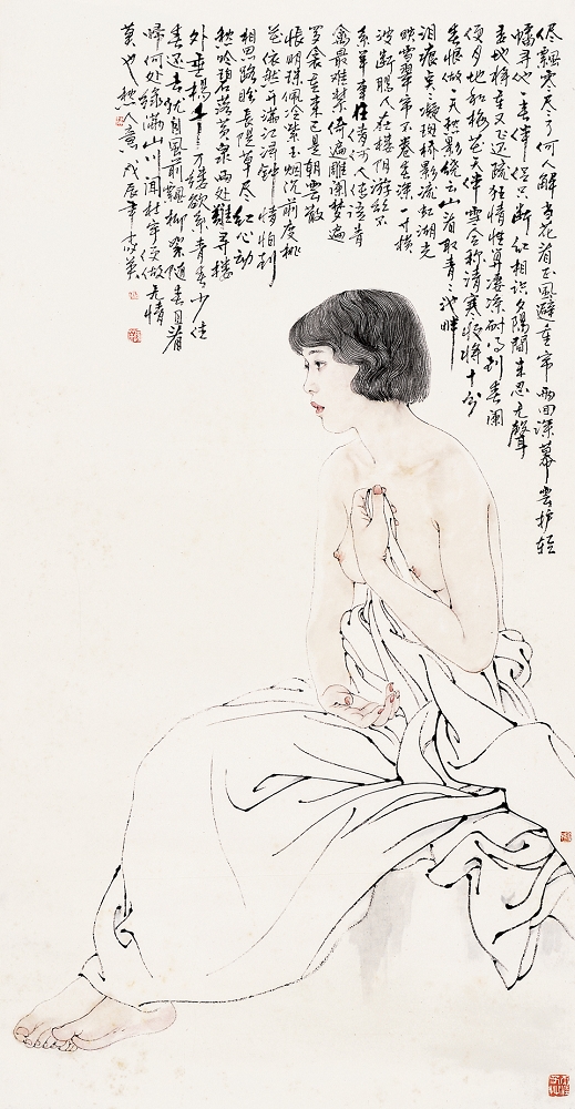 何家英 1988年作 幽思 立轴132×68cm