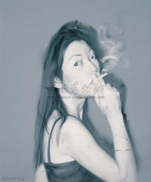 何森 2004年作 吸烟的女孩60×50cm