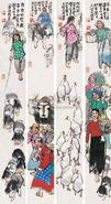 史国良 2004年作 人物 四屏