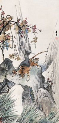张聿光(1885-1968) 双虎图 立轴