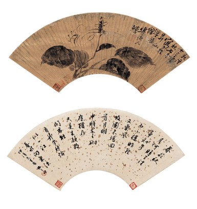 李睿(1686-1762)、林千石 花卉、书法 立轴