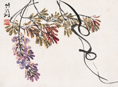 孙竹篱(1907-1986) 紫藤 立轴