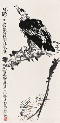 孙竹篱(1907-1986) 鹰 立轴