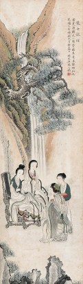 胡锡桂(1839-1883) 龙女谈经 立轴