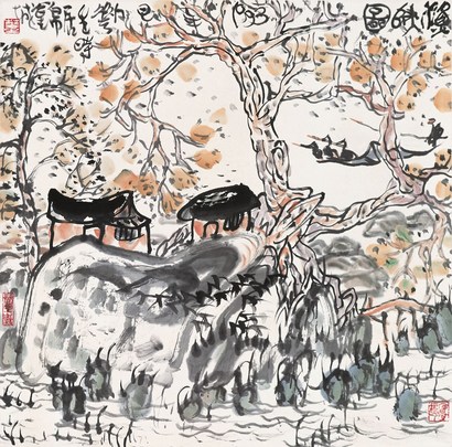 李华生(b.1944) 渔歌图 立轴