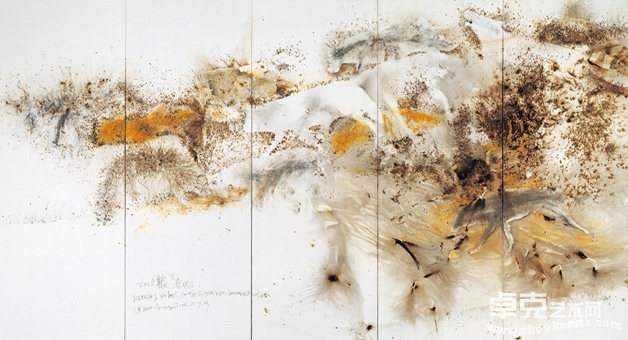 蔡国强 2006年作 下山之狼─为古根汉美术馆国际艺术节而作230×387.4cm