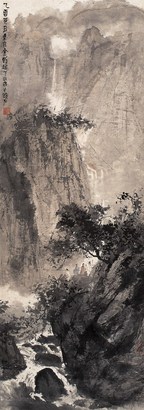 傅抱石 乙酉（1945年）作 山水 立轴
