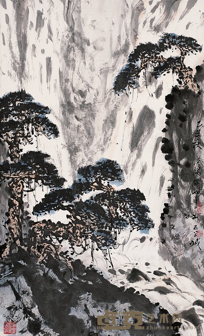 关山月 1985年作 山水 立轴 83×50cm