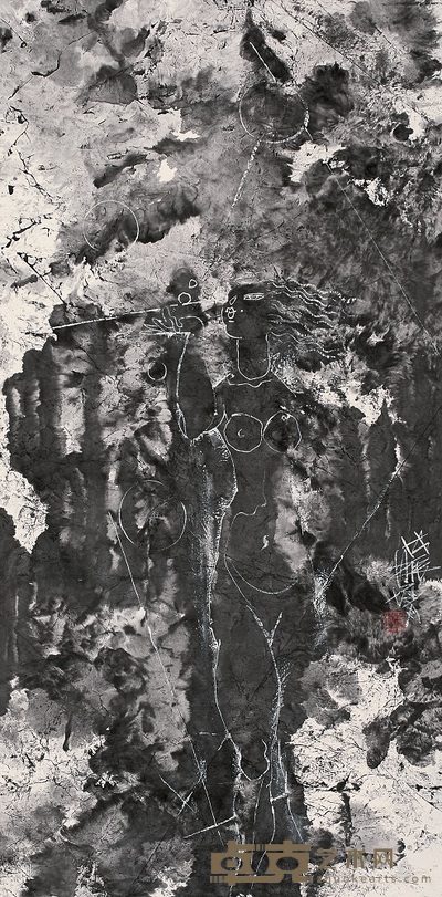 林墉 1988年作 人体 镜心 67×136cm