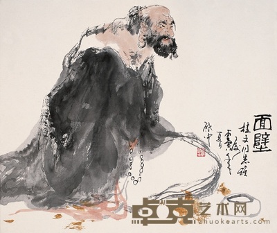 伍启中 1986年作 面壁图 镜心 54×65cm