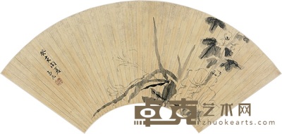 陈撰 花卉 扇面 19×51cm