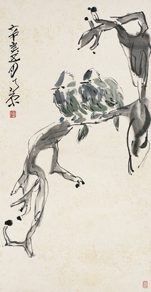 陈子庄 1971年作 花鸟 立轴