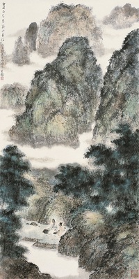 杨天颐 2008年作 山水 镜心