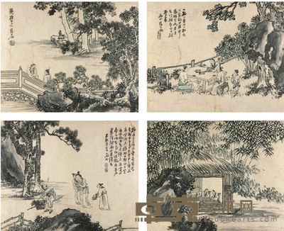 苏六朋 人物 镜心（四开） 27×34cm×4