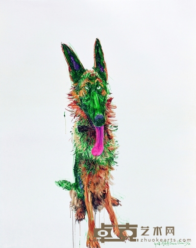 周春芽 2008年作 绿狗 250×200cm