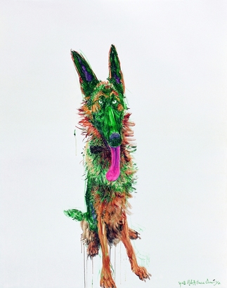 周春芽 2008年作 绿狗